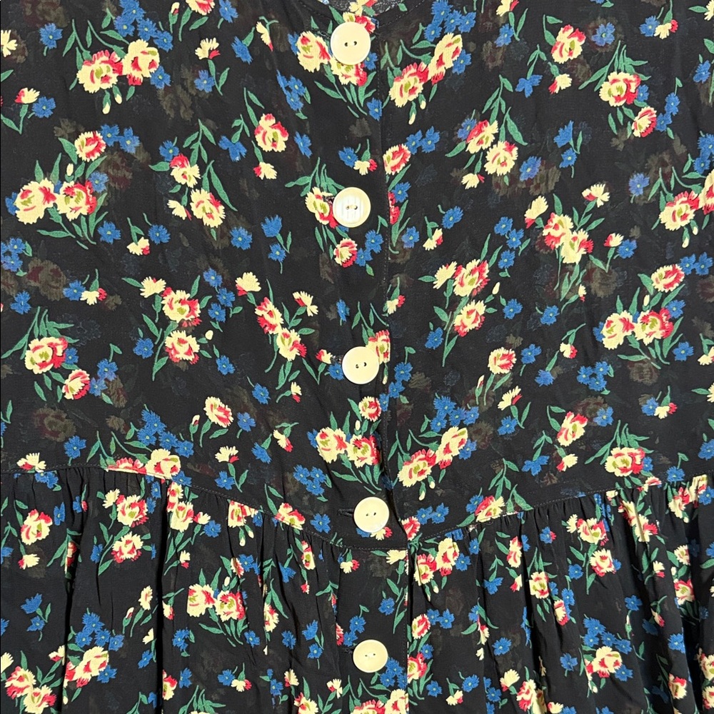 Vintage 90s Banana Republic Floral‎ Midi Dress Cottagecore Coquette Indie Grunge - Picture 5 of 10